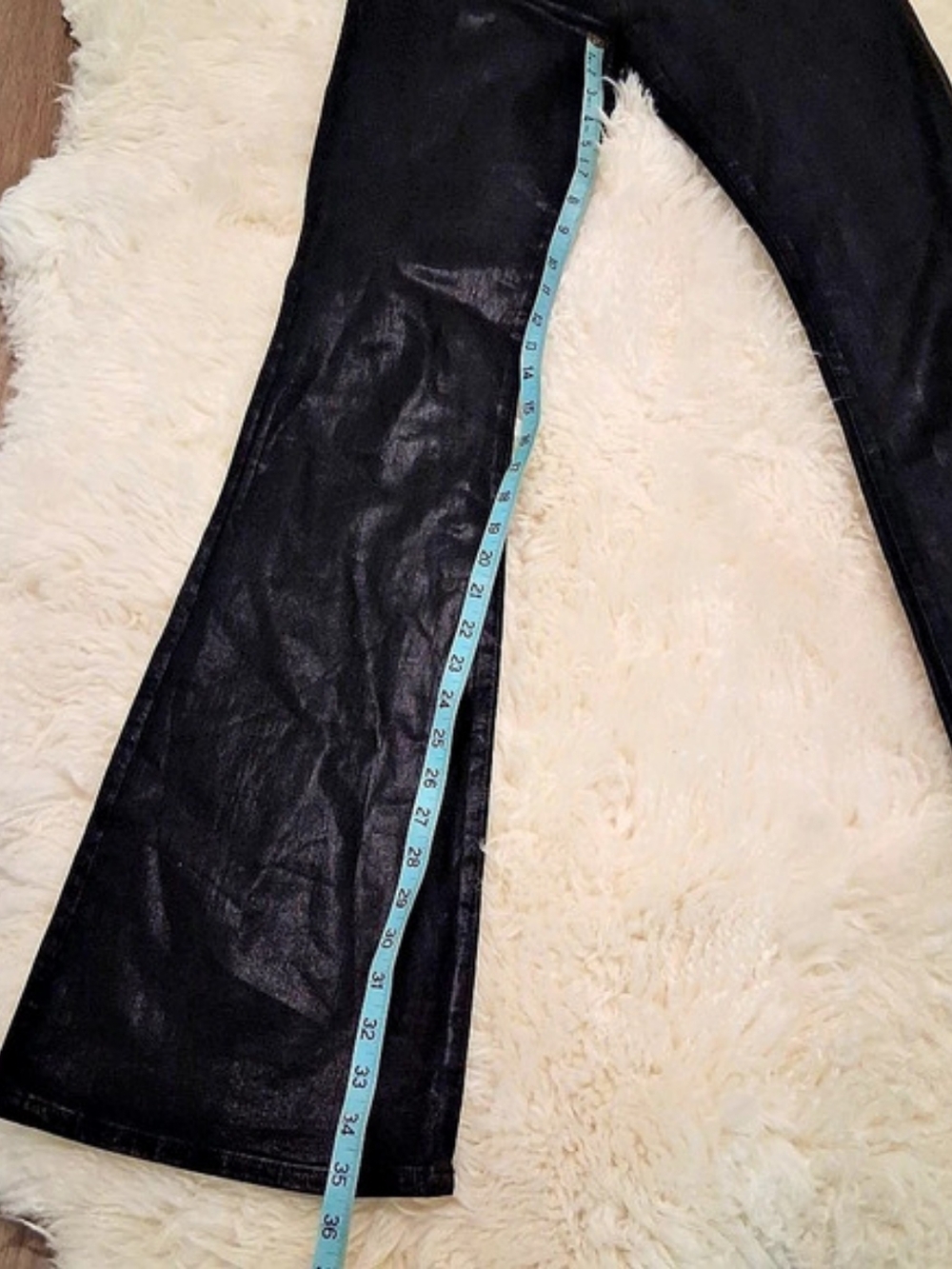 FRAME Le High Flare Coated Flare Jeans in Black Waist 29 - Picture 9 of 10